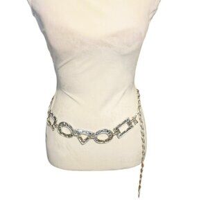 Brushed‎ Silver Squares and Triangle Chain Belt